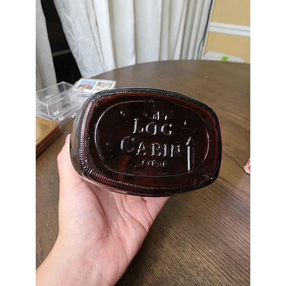 Vintage Log‎ Cabin Syrup Special Bicentennial Flask 1776-1976 Glass Bottle Empty